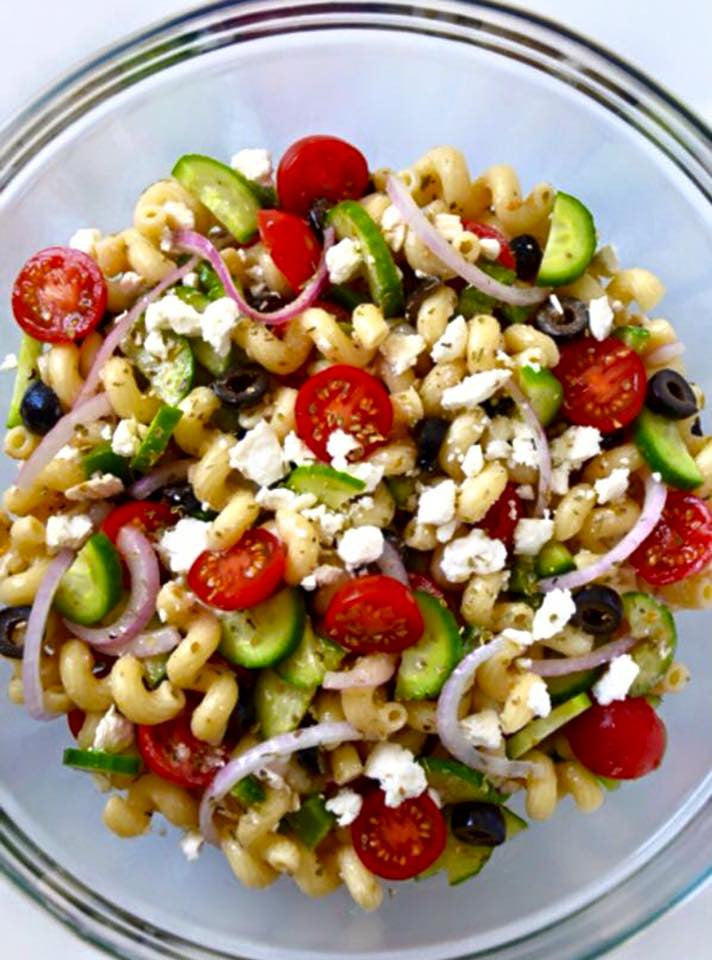 Greek Pasta Salad with JJS OWN Basil Vinaigrette